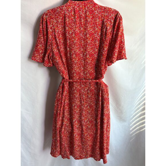 Ivy Street Red Floral Pleated Fit n Flare Dress Size 10 Belted Romantic Date - Picture 5 of 9